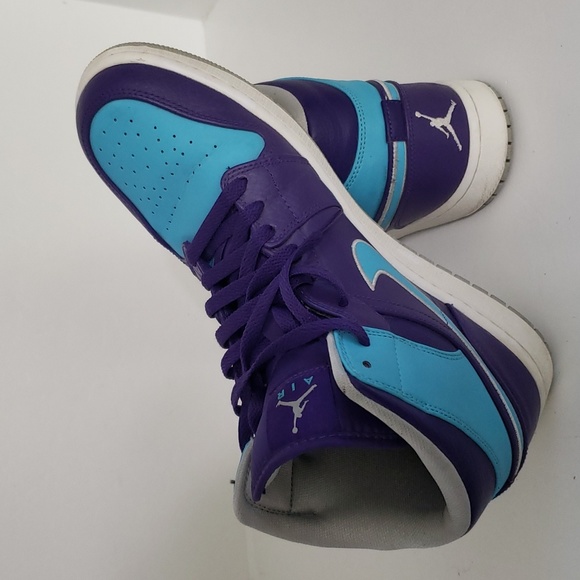 Nike Air Jordan 1 Mid Men's Basketball Shoes Shoe Blue Purple Size Mens 11 - Picture 9 of 9
